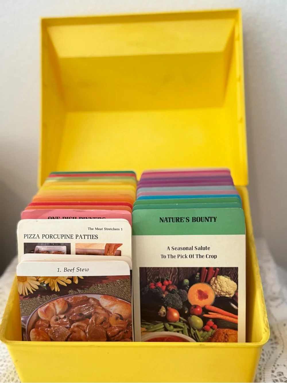 Vintage Betty Crocker Step by Step Recipe Card Collection in Yellow Box